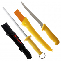 Starrett Professional Filleting Knife Set with Sharpening Steel 20cm Yellow