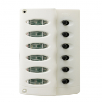 BEP Marine Contour Waterproof 6 Way Switch Panel with Fuse Holder White