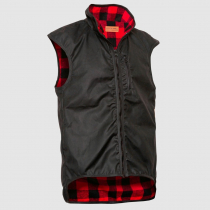 Styx Mill Oilskin Red Check Wool Lined Province Vest Black