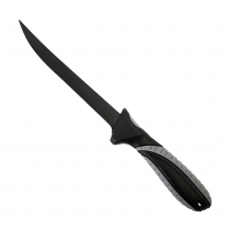 Black Fillet Knife with Rubber Grip Handle and Sheath