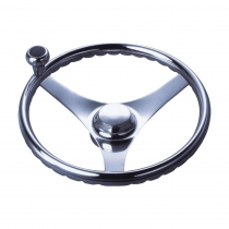 BLA Steering Wheel with Knob Stainless Steel 3 Spoke 393mm