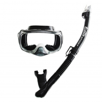 TUSA Sport Imprex 3D Dry Adult Dive Mask and Snorkel Set Black/Black