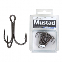 Mustad 36329BLN Treble Hooks 3/0 Qty 6