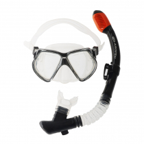Aropec Silicone Adult Dive Mask and Snorkel Set Black
