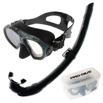 Pro-Dive Provider Low Volume Spearfishing Mask and Snorkel Set Black Camo