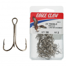 Eagle Claw 375F Treble Hooks No.2 Qty 50