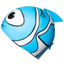 Aqualine Fish Silicone Kids Swim Cap Blue