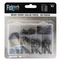 Fishtech 80-Piece Assorted Black Beak Hook Pack