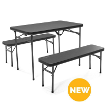 OZtrail Ironside 3-Piece Folding Camping Table and Bench Set