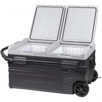 Rovin Portable Dual Zone Fridge Freezer with Wheels 75L 12/24V DC 230V AC Solar Ready