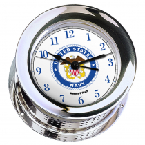 Weems & Plath U.S. Navy Chrome Plated Atlantis Quartz Clock #8 Emblem