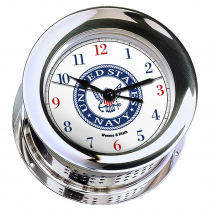Weems & Plath U.S. Navy Chrome Plated Atlantis Quartz Clock #9 Emblem