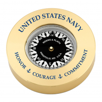 Weems & Plath U.S. Navy Brass Compass Chart Weight Honor Courage Commitment