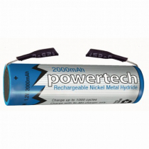 Powertech Solder Tag Rechargeable AA Ni-MH Battery 2000mAh