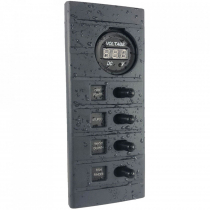 Connex 4 Way Plus Backlit Marine Switch Panel with Voltmeter