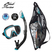 TUSA Sport Serene Adult Combo Mask and Snorkel Set Black Silicone/Ocean Green