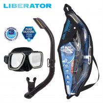 TUSA Sport Liberator Adult Dry Combo Mask and Snorkel Set Black/Black