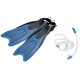 Cressi Palau Adult Dive Mask Snorkel and Fins Bag Set Blue/Azure