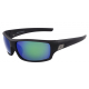 Dirty Dog Clank Polarised Sunglasses Satin Black Frame Green Fusion Mirror Lens