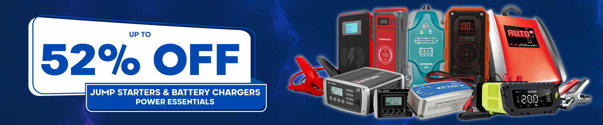 Jump Starters & Battery Chargers Power Essentials Banner