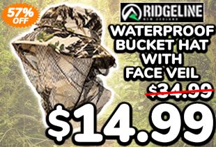 Ridgeline Waterproof Bucket Hat with Face Veil Buffalo Camo
