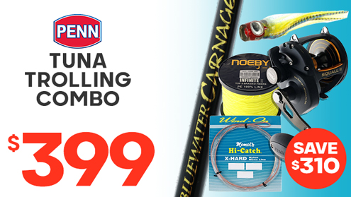 PENN Squall II 60 LD Carnage Tuna Trolling Combo with Braid Leader and Lure 5ft 7in 24kg 1pc