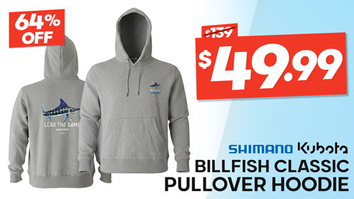 Shimano Kubota Billfish Classic Lead The Game Pullover Hoodie Grey