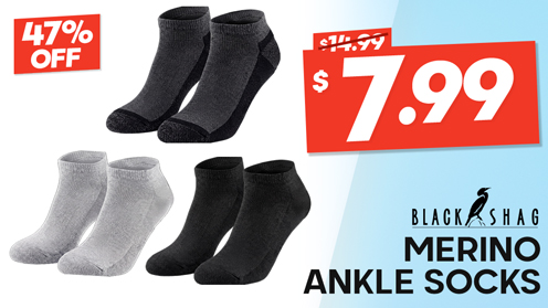 Black Shag Merino Ankle Socks