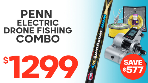 PENN Fathom 30 Spinfisher Electric Drone Fishing Combo with Battery Braid and Tackle 8ft PE10 3pc