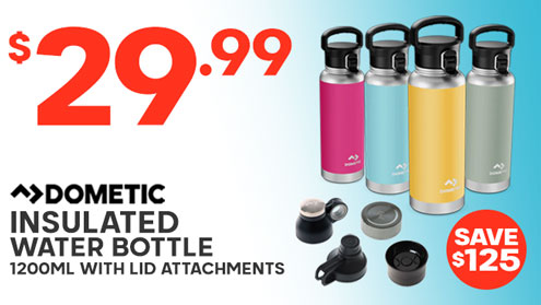 Dometic Thermo Insulated Water Bottle 1200ml with Lid Attachments