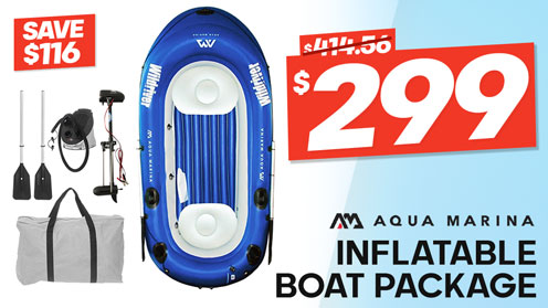 Aqua Marina Wildriver 3-Person Inflatable Boat Package with Trolling Motor 9ft 3in 180W