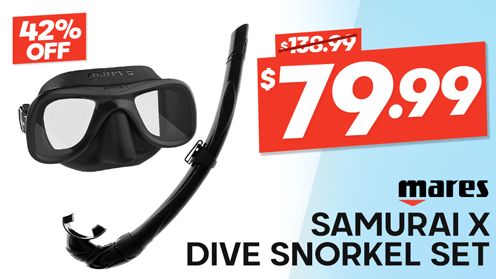 Mares Samurai X Silicone Spearfishing Dive Mask and Snorkel Set Black