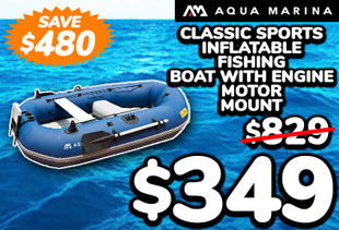 Aqua Marina Classic Sports Inflatable Fishing Boat with Engine Motor Mount 9ft 10in