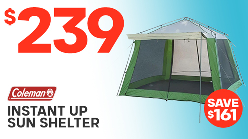 Coleman Instant Up Sun Shelter Including Screens Floor and Canopy 3x3m