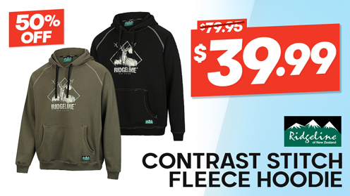 Ridgeline Contrast Stitch 300gsm Fleece Hoodie