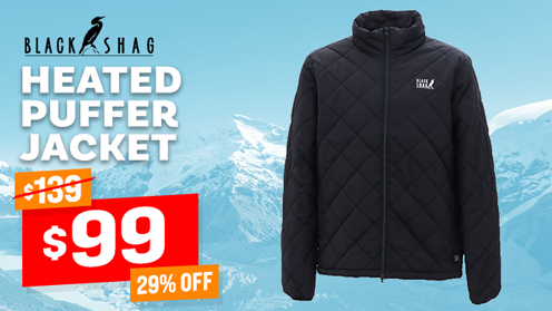 Black Shag Heated Puffer Jacket