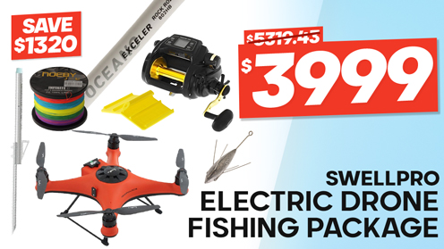 SwellPro Fisherman FD1S Daiwa Tanacom Waterproof Electric Drone Fishing Package 8ft 10-15kg 2pc