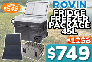 Rovin Fridge Freezer Package 45L with Lithium Battery and 100W Solar Panel