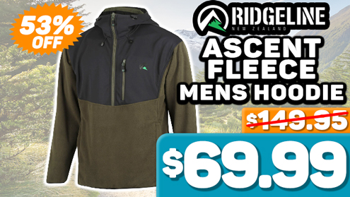 Ridgeline Ascent Half Shell Fleece Mens Hoodie Forest/Black