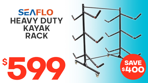 Seaflo Heavy Duty Adjustable Storage Rack with Wheels - up to 6 Kayaks / SUPs