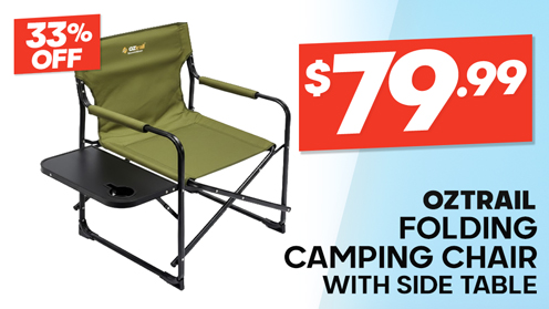 OZtrail Classic Directors Folding Camping Chair with Side Table
