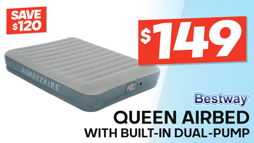 Bestway Alwayzaire Fortech Queen Airbed with Built-In Rechargeable Dual-Pump and Inflation Sensors