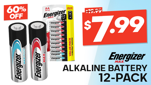Energizer Max with Max Plus AA Alkaline Battery 12-Pack