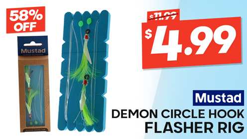 Mustad UltraPoint Demon Circle Hook Flasher Rig Lumo Green
