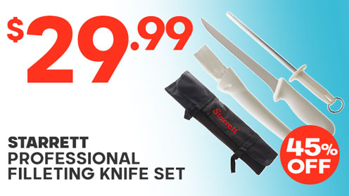 Starrett Professional Filleting Knife Set White with Sharpening Steel 20cm