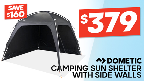 Dometic GO Compact Waterproof Camping Sun Shelter with Side Walls 3m x 3m