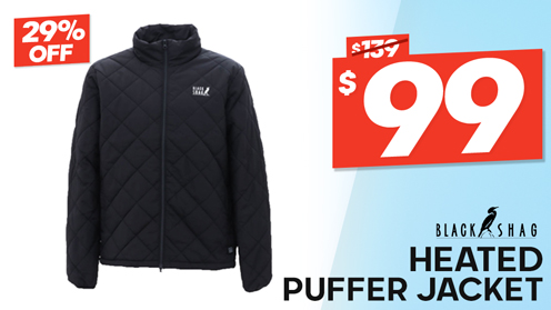 Black Shag Heated Puffer Jacket